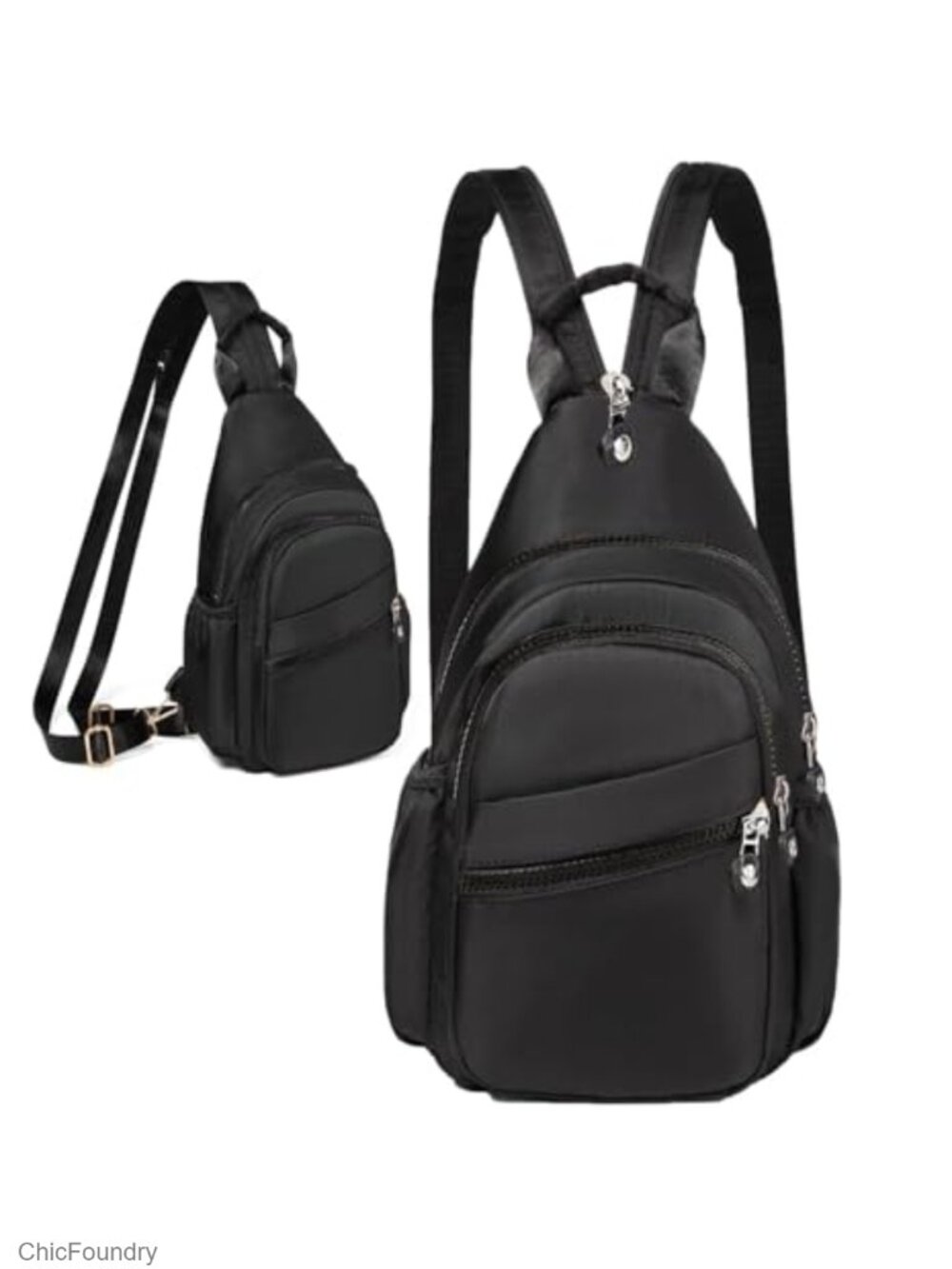 Water Resistant Nylon Sling Bag Mini Backpack Crossbody for Women